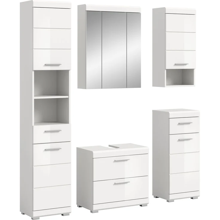 Xonox Scout Badkombination (B/H/T: 164x191x34 cm) in weiß Nachbildung und weiß Hochglanz tiefzieh – Bild 1