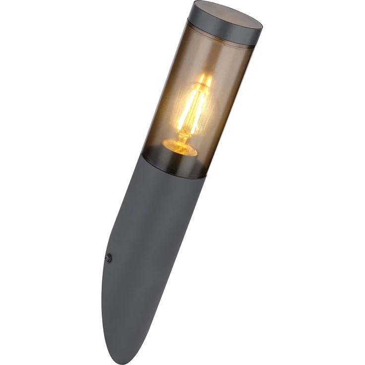 LED Außenwandleuchte aus Edelstahl in Anthrazit & Rauchfarben, Höhe 40cm – Bild 2