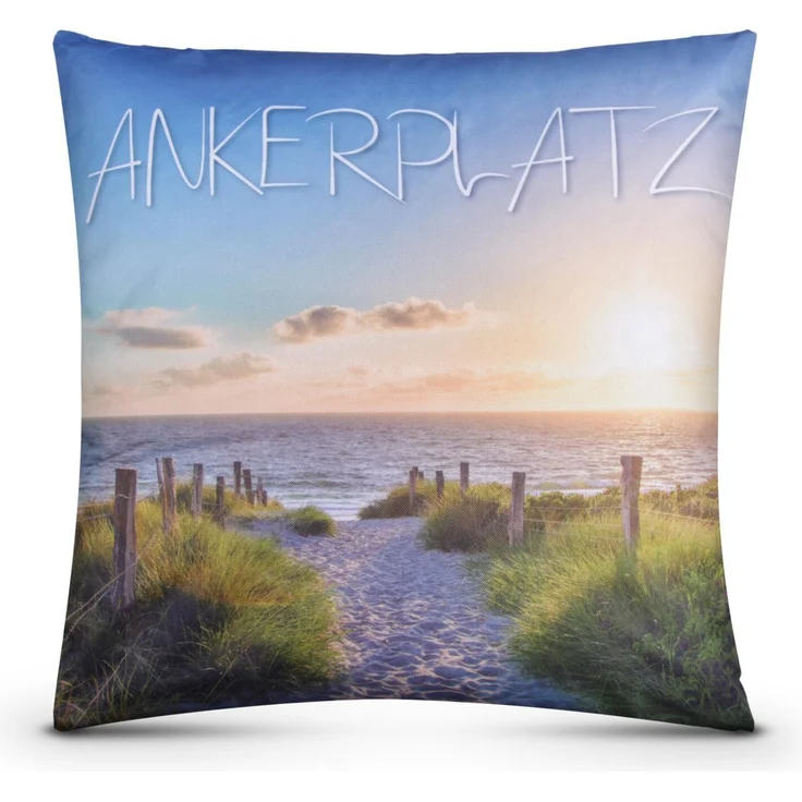 Outdoor Kissen mit Paspel ( 45 x 45 cm ) Dekokissen Garten - Reißverschluss - Schmutz- und Wasserabweisend - abnehmbarer Kissenbezug Ankerplatz 1er-Pack – Bild 1