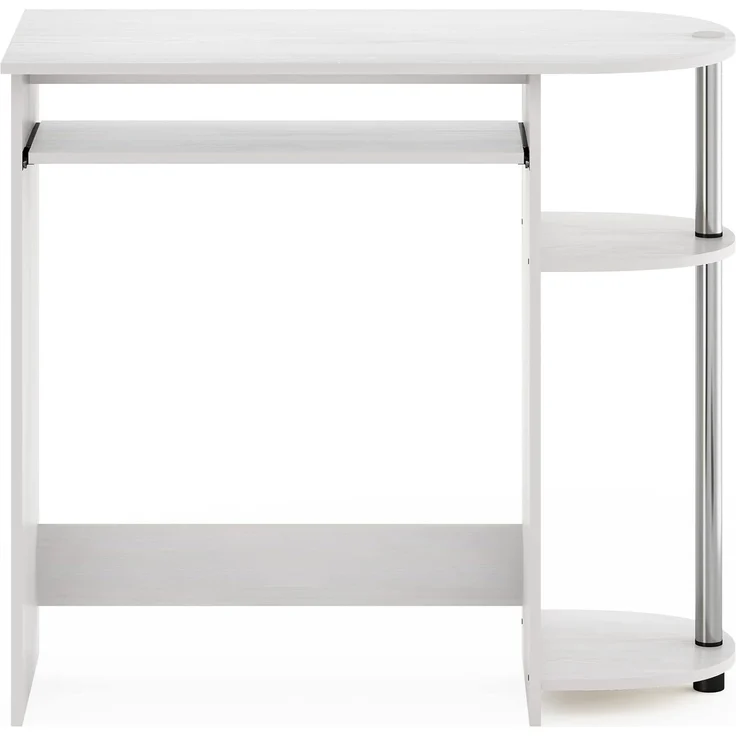 Furinno Simplistic Computertisch für einfache Montage, Weiße Eiche/Edelstahl – Bild 6