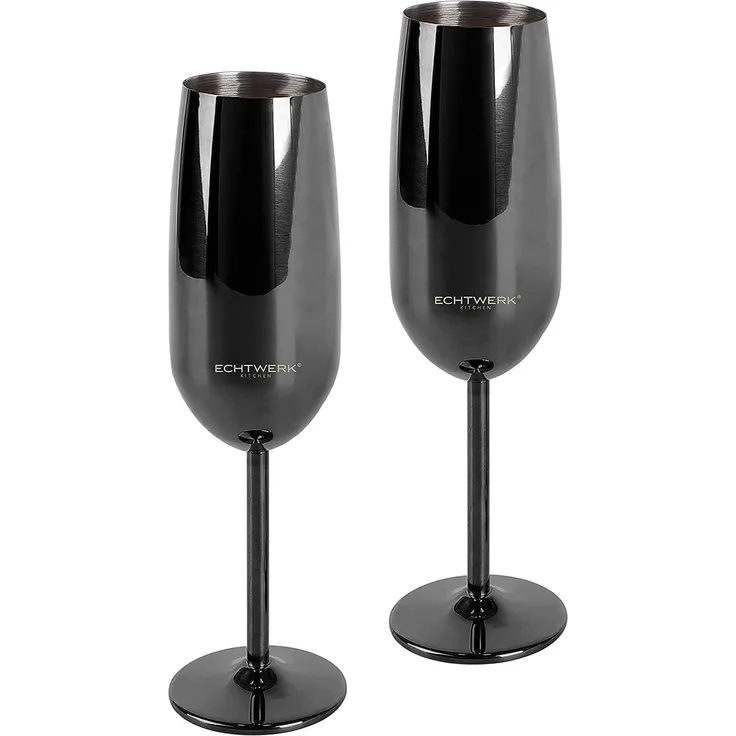 ECHTWERK Champagnerglas, 2-tlg, Edelstahl, Sektglas, Sektkelch, Champagnerkelch, bruchsicher, 250 ml