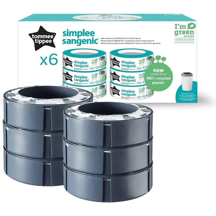 TOMMEE TIPPEE Nachfüllkassette für Simplee Sangenic Windeleimer 6er Set