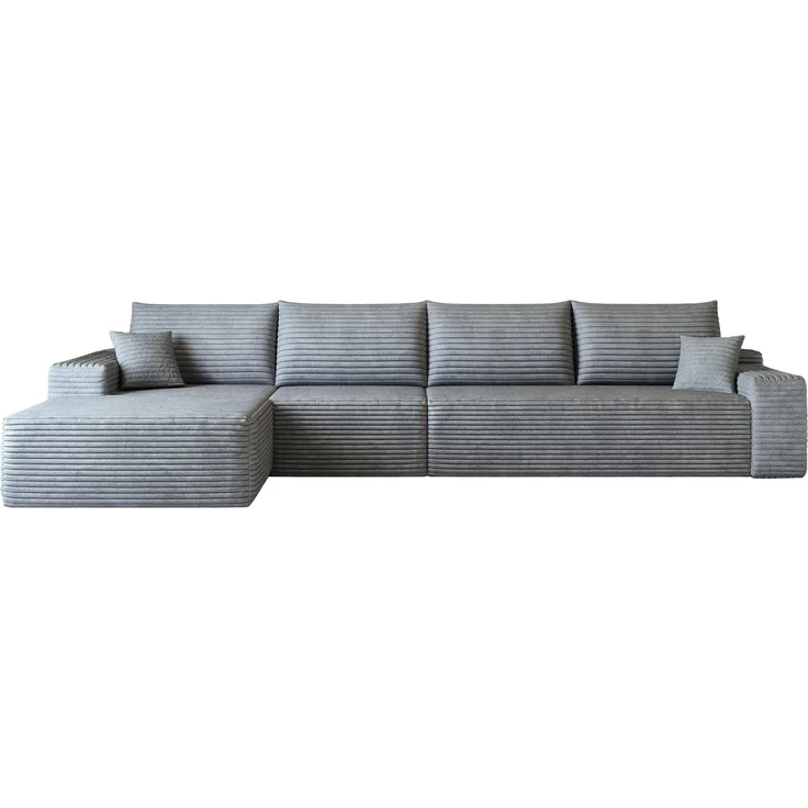 Modulares Ecksofa aus Stoff mit L-förmiger Chaiselongue, 340x175x83 cm, Grau – Bild 3