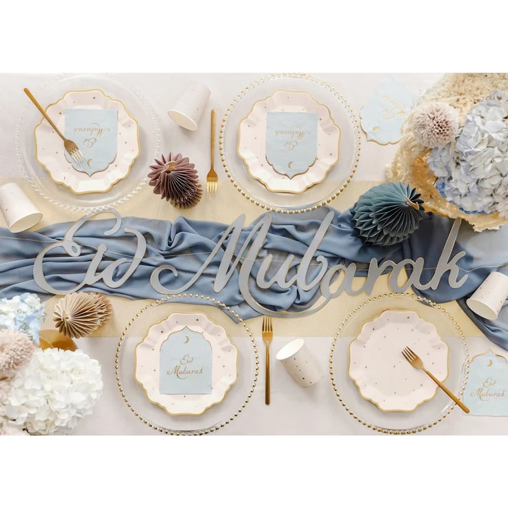 partydeco Teller, Pappteller 21cm mit Goldrand und Sternen 6er Set Creme / Gold – Bild 3
