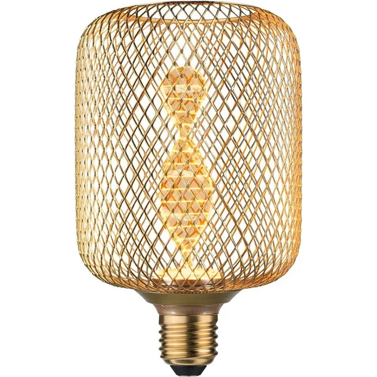 Paulmann 29084 Metallic Glow Edition Standard 230V LED Leuchtmittel Zyl E27 Helix 3,5W 130lm 100mm Messing Metall 1800K