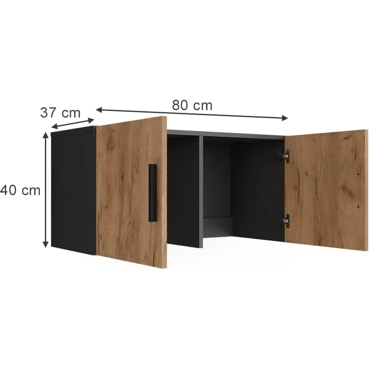 Aufsatzmodul Ingo Anthrazit/Goldkraft Eiche 80 x 40 cm mit 2 Türen Vicco – Bild 3