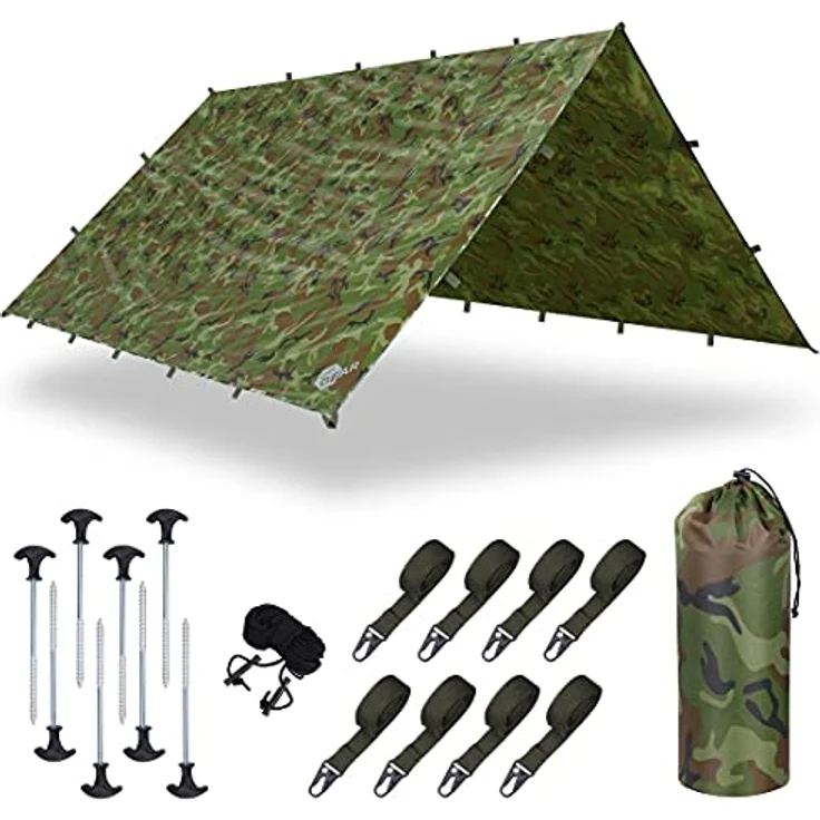 yourGEAR Sonnensegel yourGEAR Bushcraft Tarp 4,3x4,3 Regendach Sonnensegel 5000mm – Bild 2