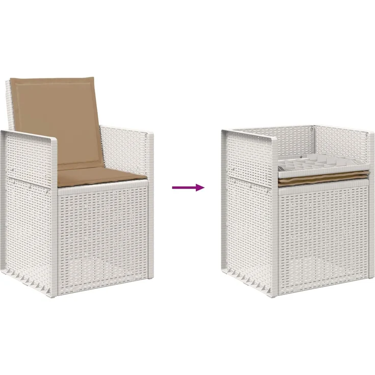 vidaXL Garten Esszimmerstühle 2 pcs Weiß und Taupe PP 8000004 – Bild 9