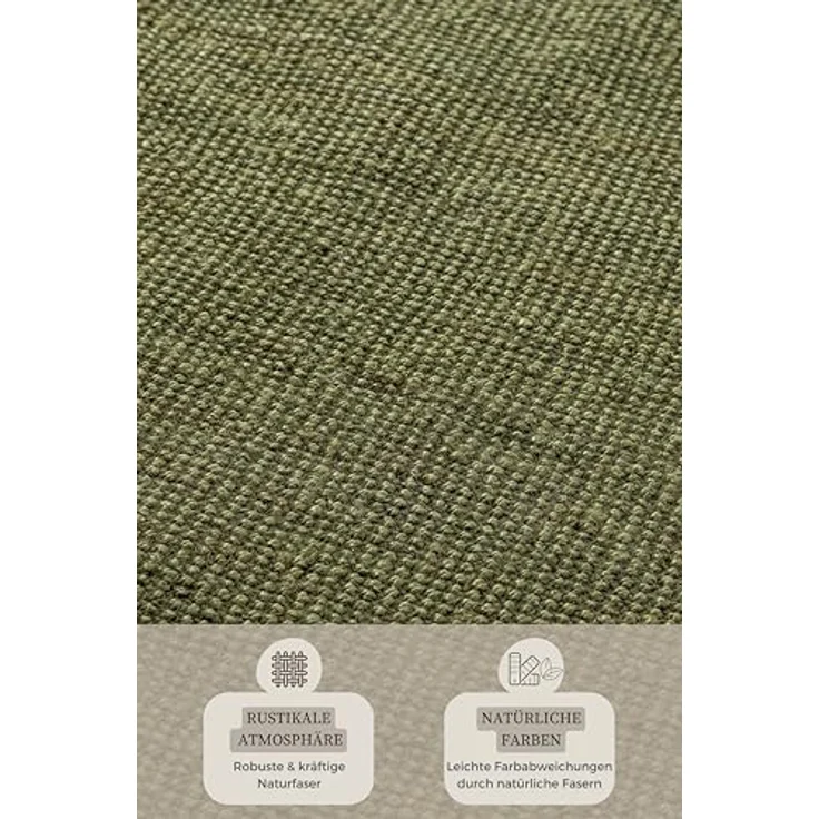 XXXL Flachwebeteppich Bouclé, Olivgrün, rechteckig, 60x90 cm, Oeko-Tex® Standard 100, pflegeleicht, beidseitig verwendbar, für Fußbodenheizung geeignet – Bild 3