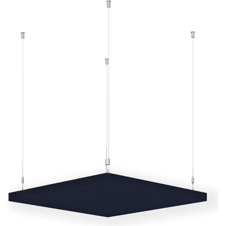 Rheinland Möbel FocusWall DAQ0404 – Quadratischer Akustik-Deckenabsorber 40×40 cm in Stofffarbe Costa inkl. Chrom-Stahlseilen - Made in Germany - Klasse A, Stoffbezug, schwer entflammbar