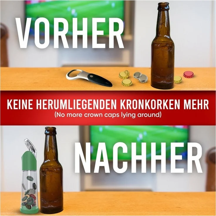 wortek Flaschenöffner Getränkeöffner mit Auffangbehälter Bieröffner (Set, 2-tlg), Geschenk für Männer und Bierliebhaber Biergeschenk – Bild 3