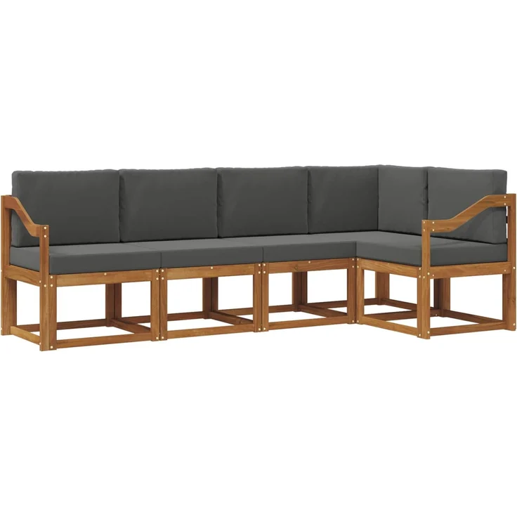 vidaXL Outdoor-Sofagarnitur 5 stk. 5-Sitzer Natur und Anthrazit 3366410 – Bild 2