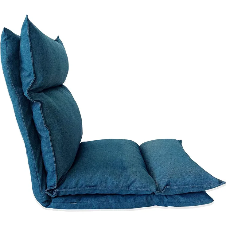 Rebecca Mobili Bodenstuhl Meditationskissen, Thaikissen Yoga Blau, Metall Polyesther, Lesekissen Wohnzimmer Garten Haus – Maße: 70 x 56 x 70 cm (HxLxB) - Art. RE6197