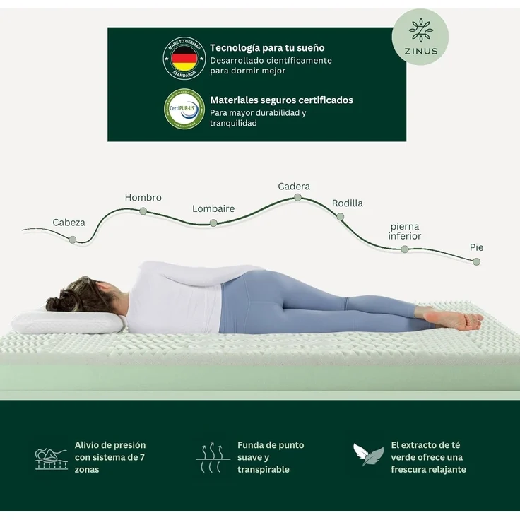 Zinus Conventional Bed Mattress Foam, Weiß, 135x190 cm – Bild 3