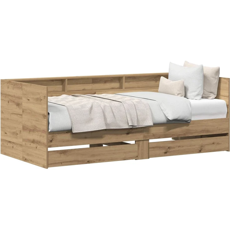 vidaXL Tagesbett mit Regal Artisan-Eiche 90 x 200 cm Holzwerkstoff 3334000 – Bild 2