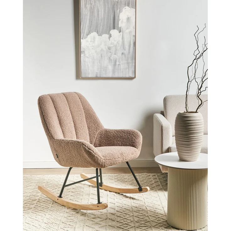 Schaukelsessel KINNO Bouclé Beige – Bild 3