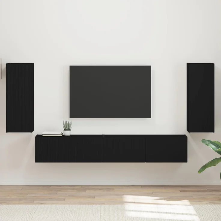 vidaXL TV-Schrankset 4 stk. Schwarz Holzwerkstoff 3409160 – Bild 1