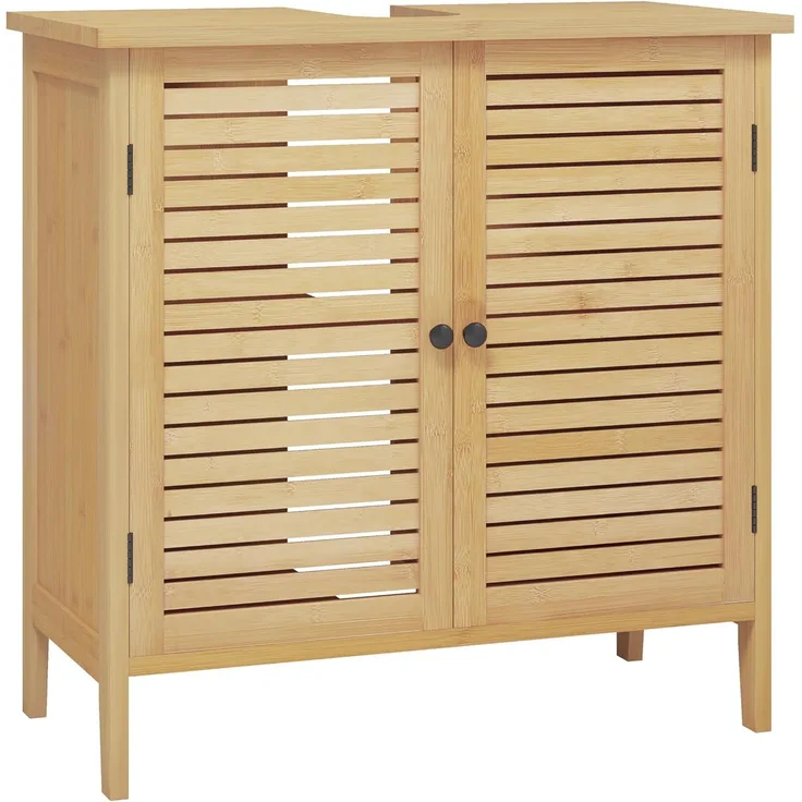 EUGAD Waschbeckenunterschrank Unterschrank Badezimmerschrank Waschtisch Badschrank mit 2 Türe 60 x 30 x 60 cm Bambus