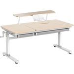 HOKO Kinderschreibtisch mit Schreibtischaufsatz mit Buchstütze (Manuell höhenverstellbar mit Verstellbarer Tischplatte und Butler mit Buch-Halterung, 1-St)