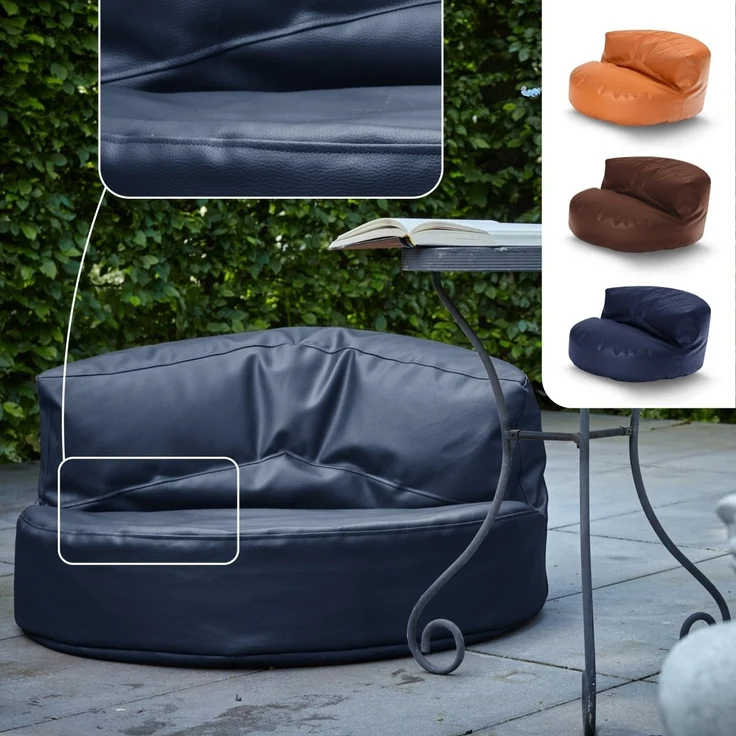 Green Bean Sitzsack Sofa aus Kunstleder mit EPS Perlen Füllung - Lounge im Sitzsack-Design 90 x 50 cm mit ergonomischer Rückenlehne - Dunkelblau – Bild 10