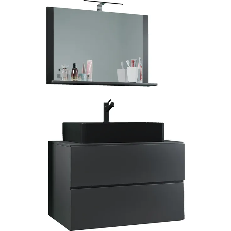 VCM Badmöbel Waschtisch Lendas 919549 Anthrazit H. 124 x B. 80 x T. 52 cm