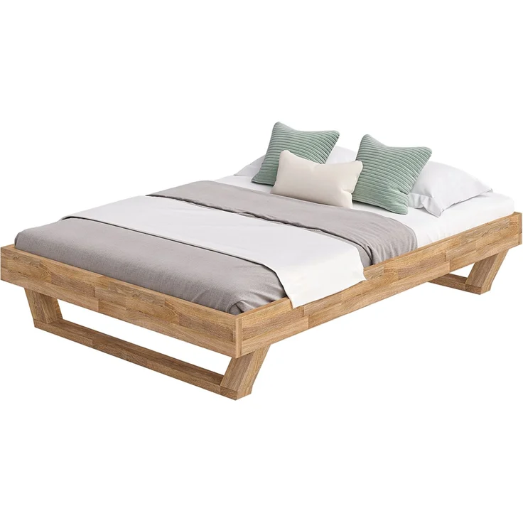 skølm 'Nornir' Bett 140x200 cm, Bettgestell, natur geölt, Massivholzbett aus Eiche mit Holzkufen, Doppelbett ohne Bettkopf – Bild 9
