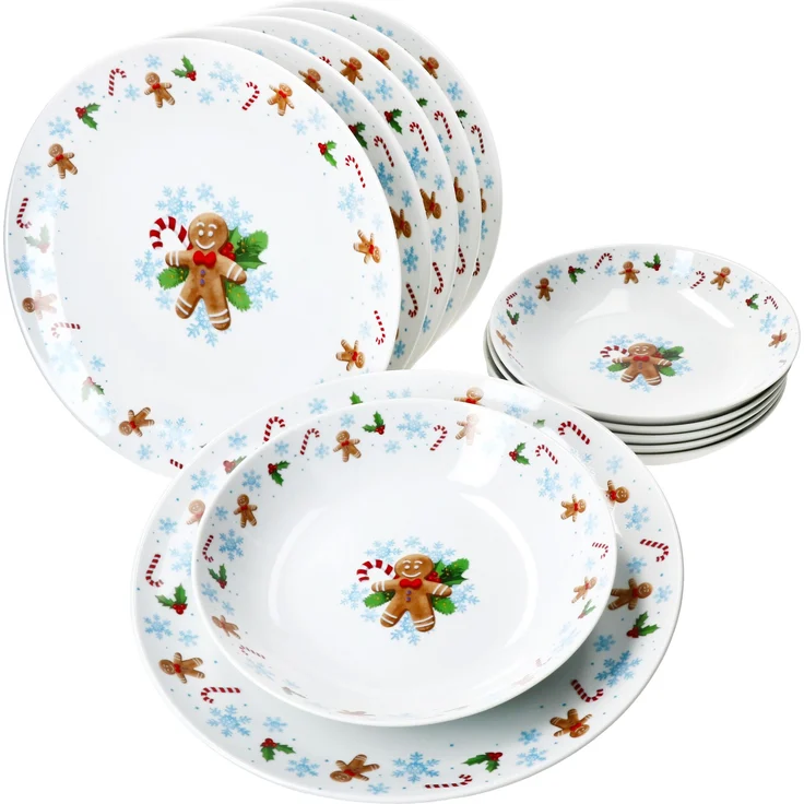 12tlg Tafelservice Candyman 6 Personen Essteller Suppenteller Weihnachten – Bild 1