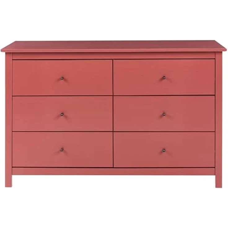 Kommode mit 6 Schubladen BARCALDINE Kiefernholz Burgunderrot – Bild 5