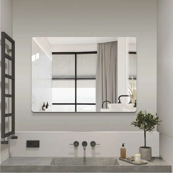 Odikalo Badspiegel, Rahmenloser Wandspiegel mit 5-mm-Silberspiegel und Sicherheitsfolie, 50 x 70 cm, silber
