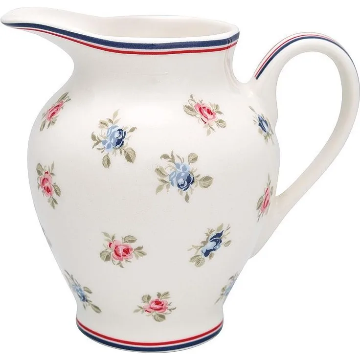 Greengate Milchkännchen Hailey White Steingut Weiß Blumen
