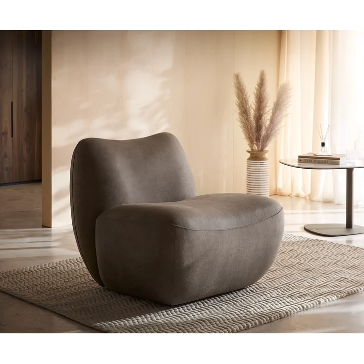 Loungesessel Zena 75x85 cm Taupe Vintage – Bild 1