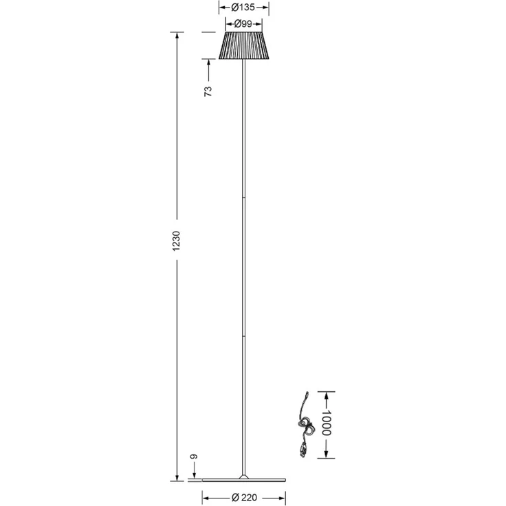 'Suarez' Akku Stehlampe, für Outdoor, kabellos in Weiß, klein 123cm – Bild 10