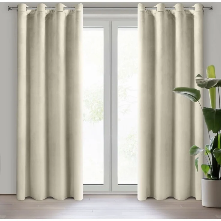 Design91 Samtvorhang, Ösen, Polyester beige, 140x250 cm – Bild 2