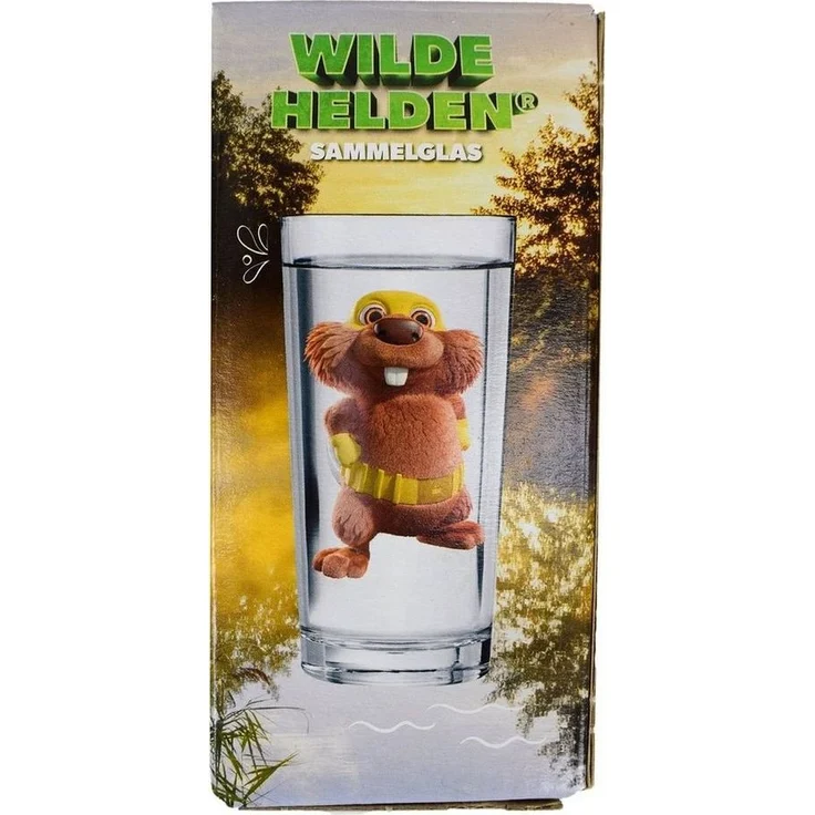 Trinkglas ca. 270 ml Wilde Helden Wasserglas Motiv wählbar Sammelglas Kinderglas Bruno Biber – Bild 1