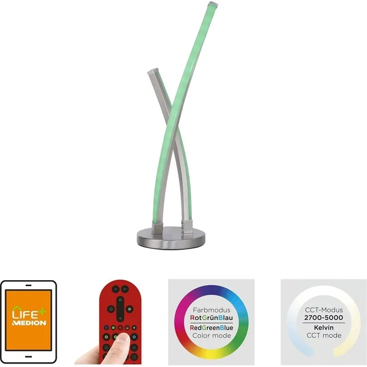 JUST LIGHT 11991-55 LOLAsmart LED Tischleuchte Swing RGB CCT stahlfarben