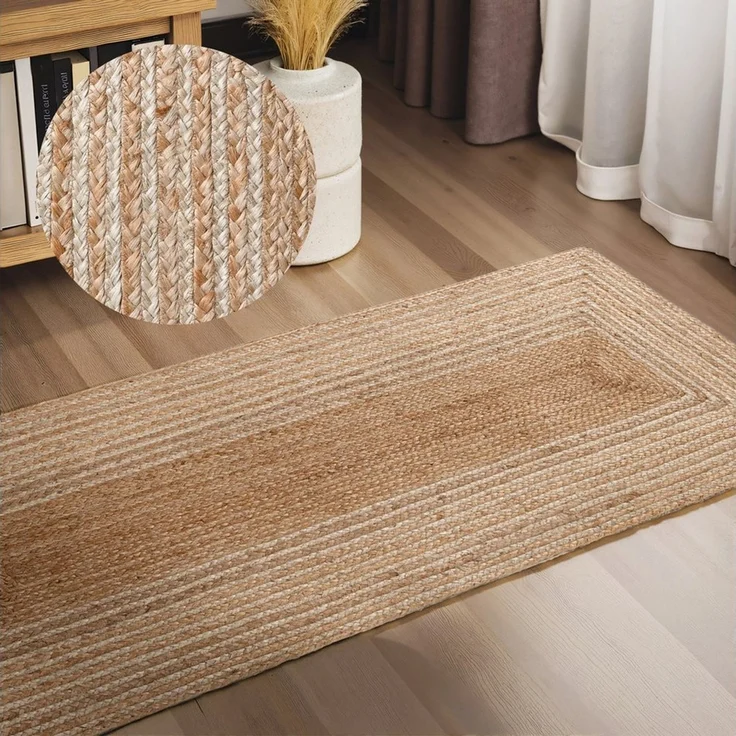HANSE Home Teppich Juno Line Juteteppich, rechteckig, Höhe: 9 mm, Jute, Shape, Handgemacht, Wohnzimmerteppich, Naturteppich, Wohnzimmer – Bild 1