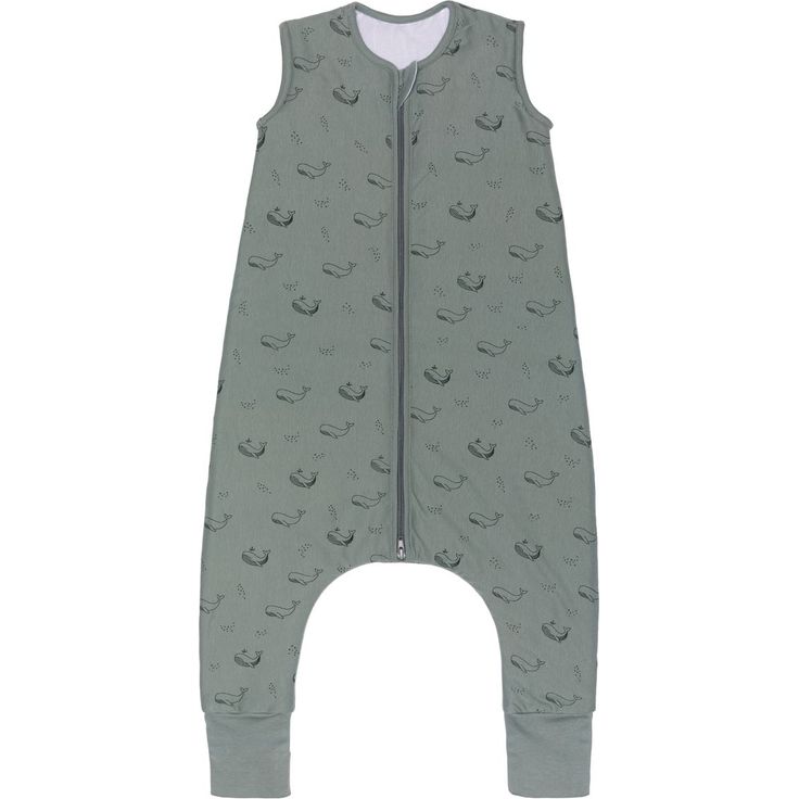 Fillikid Sommerschlafsack mit Beinen TOG 0,5, atmungsaktiv und hautfreundlich, Wal - Grün - Gr. 92
