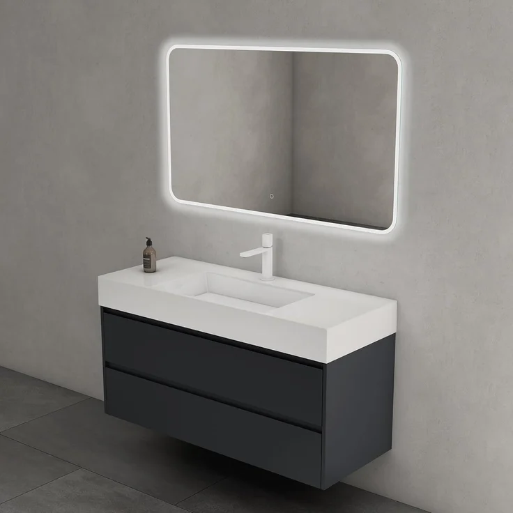 doporro Badmöbel-Set Badezimmermöbel Waschbecken Waschtisch Badezimmer-Schränk, Wasser abweisend, großer Stauraum – Bild 2