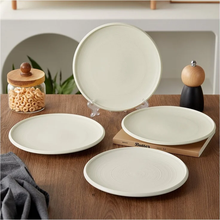 JIWOO Speiseteller 4er Ø21,8cm, Frühstücksteller Pastateller Teller Brotteller Plate, (4 St), Hochwertiges Tellerset Weiß Mikrowellenofen Spülmaschine Ø 21,8cm – Bild 3