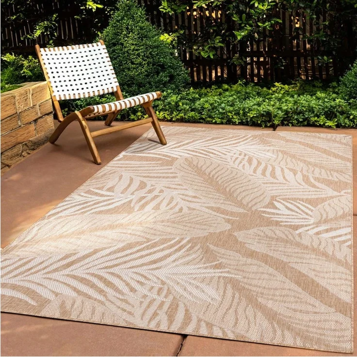 TaraCarpet Teppich Tara Carpet Columbia-Fashion Plant In & Outdoor auch für die Küche, rechteckig, Höhe: 5 mm, Balkon Terrasse Wintergarten Plant natur creme Esszimmer 80x150 – Bild 5