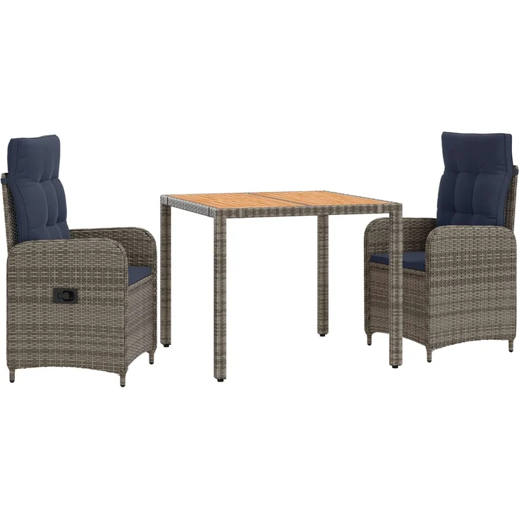 vidaXL Outdoortisch-Set 3 stk. Grey and Navy Blue 90 x 90 x 75 cm 3422286 – Bild 2