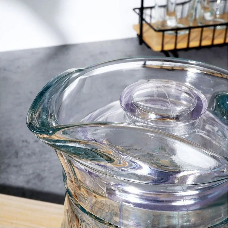 Vilde Wasserkrug Glaskrug mit Deckel, (1-tlg, 1x Glaskrug, 1x Deckel), Ergonomischer Griff – Bild 4