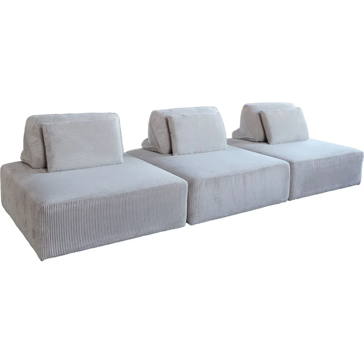 KAWOLA Modulsofa WIOLO SOFT 3 Module 3 Rückenkissen Cord hellgrau 84 x 111 x 333 cm – Bild 3