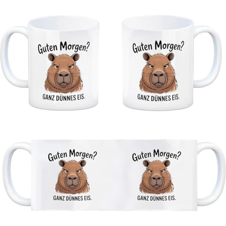 speecheese Tasse Guten Morgen? Capybara Ganz Dünnes Eis Kaffeebecher – Bild 4