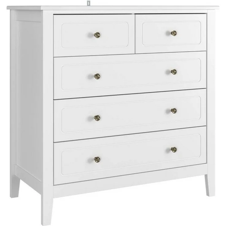 Homfa Kommode, Sideboard mit 5 Schubladen, Metallgriffe, weiß, 80x40x80cm – Bild 4