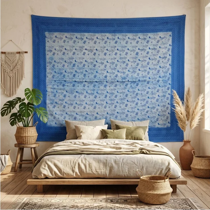 Guru-Shop Tagesdecke Blockdruck Tagesdecke, Bett & Sofaüberwurf,.. – Bild 4