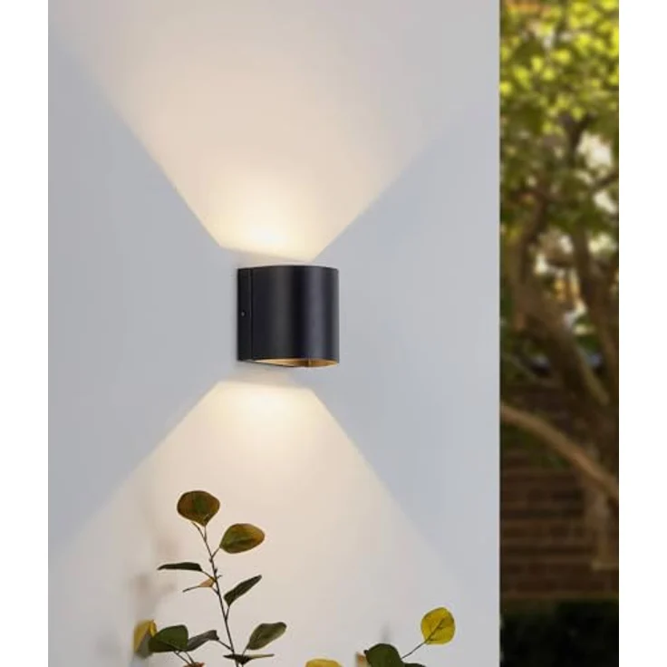 Lindby LED Wandleuchte außen Gladis, spritzwassergeschützt in Schwarz, 2-flammig aus Aluminium für Außenbereich, energiesparende Wandlampe – Bild 3