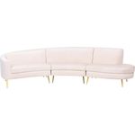 Sofa Samtstoff hellbeige geschwungene Form 4-Sitzer MOSS