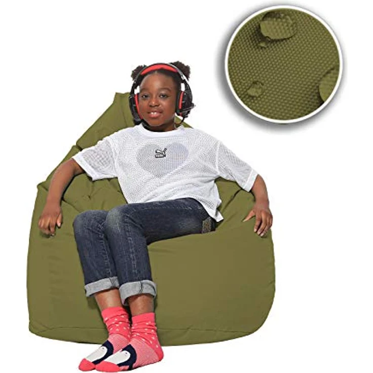 HomeIdeal - Sitzsack XXL Bodenkissen für Erwachsene & Kinder - Geeignet für Gaming oder Entspannen - Indoor wie Outdoor da er Wasserfest ist - mit EPS Perlen, Farbe:Khaki, Größe:XXL – Bild 7