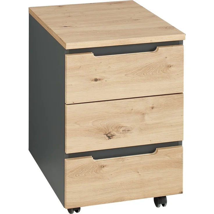 Rollcontainer >Memphis< in Artisan Eiche Dekor / Graphit - 45x66x55 (BxHxT) – Bild 2